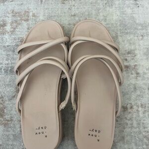 A New Day Women's Cream Strappy Sandals